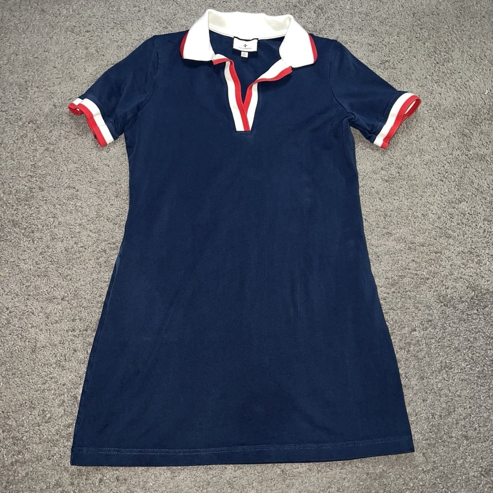 Tuckernuck Hutton Cotton Polo Mini Shift Dress Navy Size XS Preppy Tennis